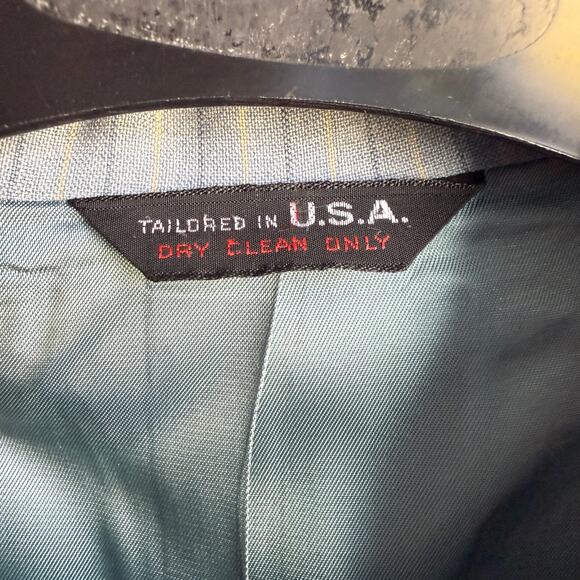 Vintage sz 40 blue‎ pin striped Suit Blazer and Vest Set - Picture 6 of 8